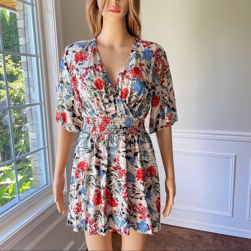 Zara Floral Mini Dress Viscose Size Small